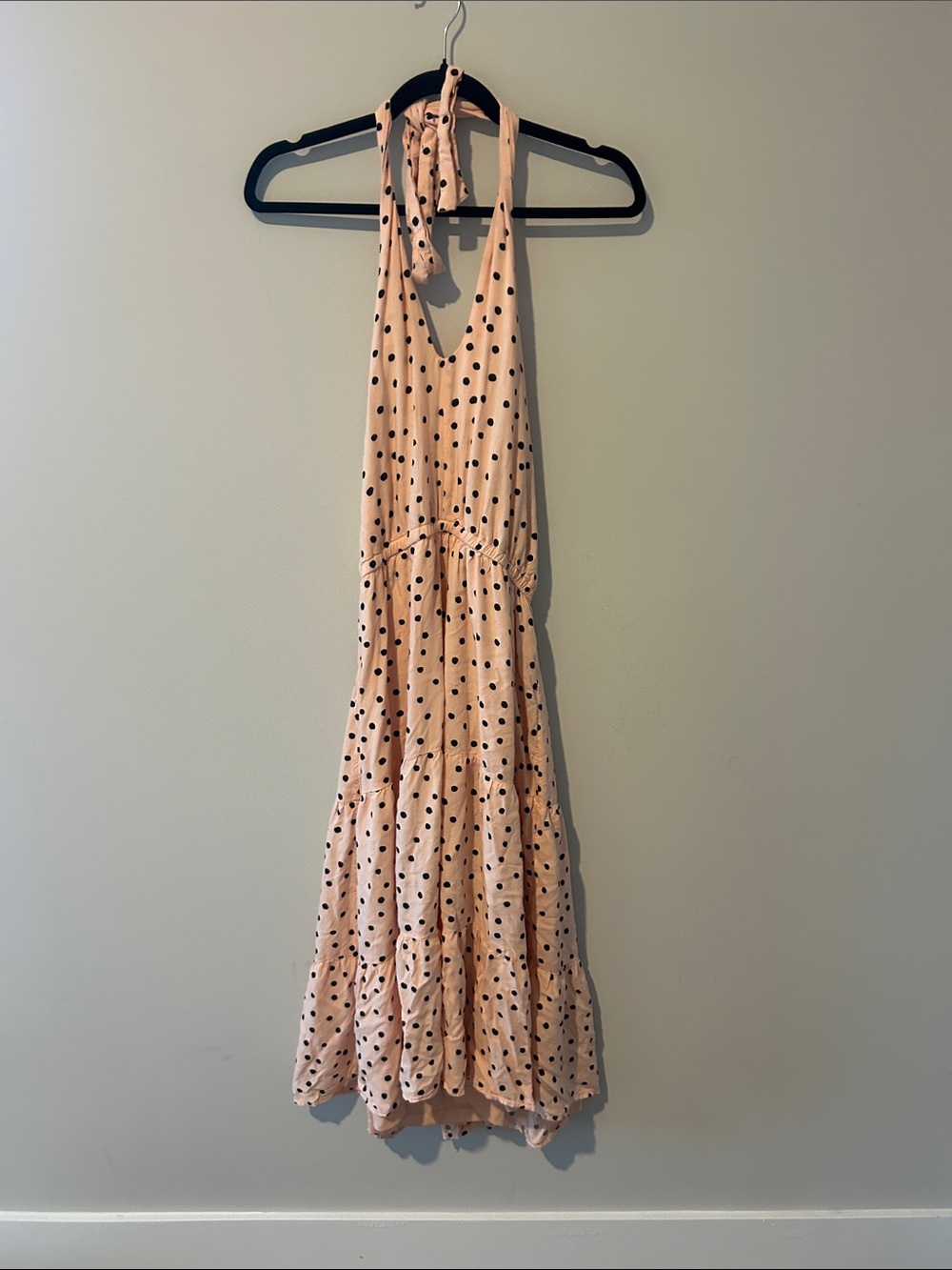 Maurice’s Peach Polka Dot Halter Midi Dress